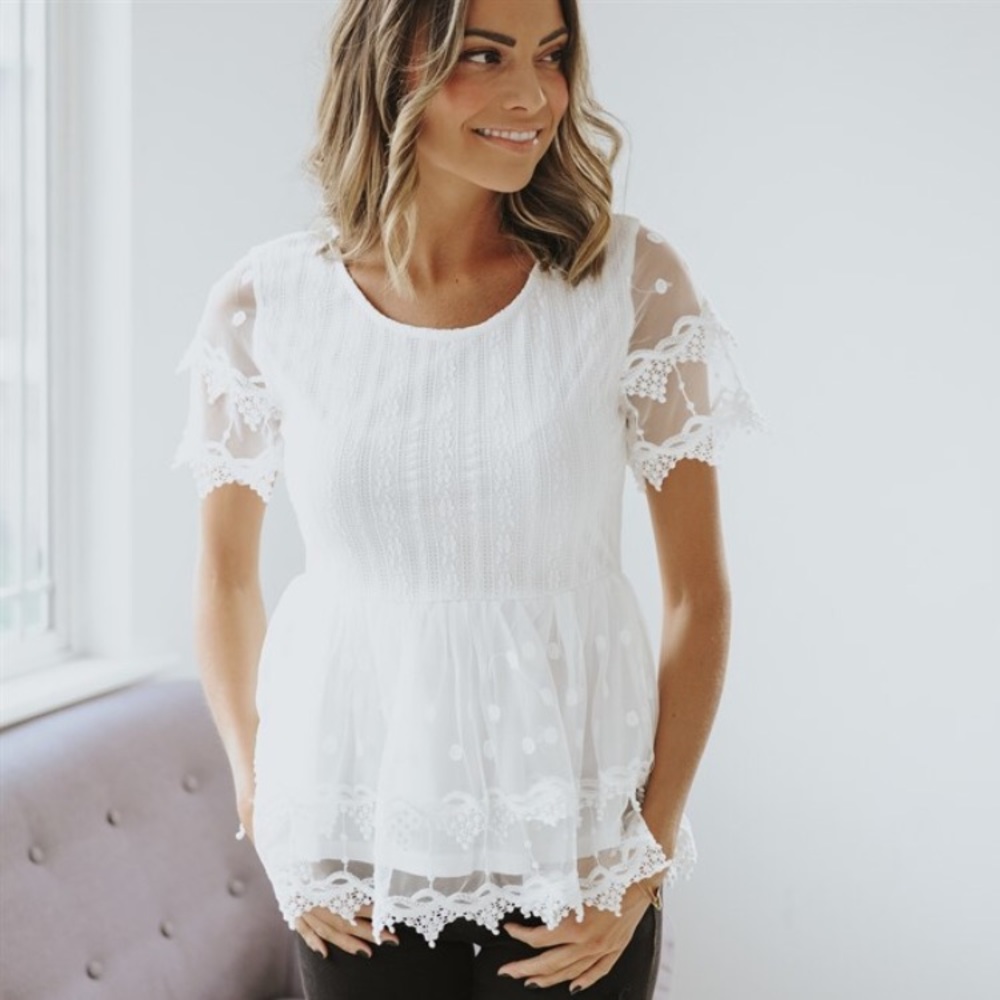 Lace peplum shirt (14-16)